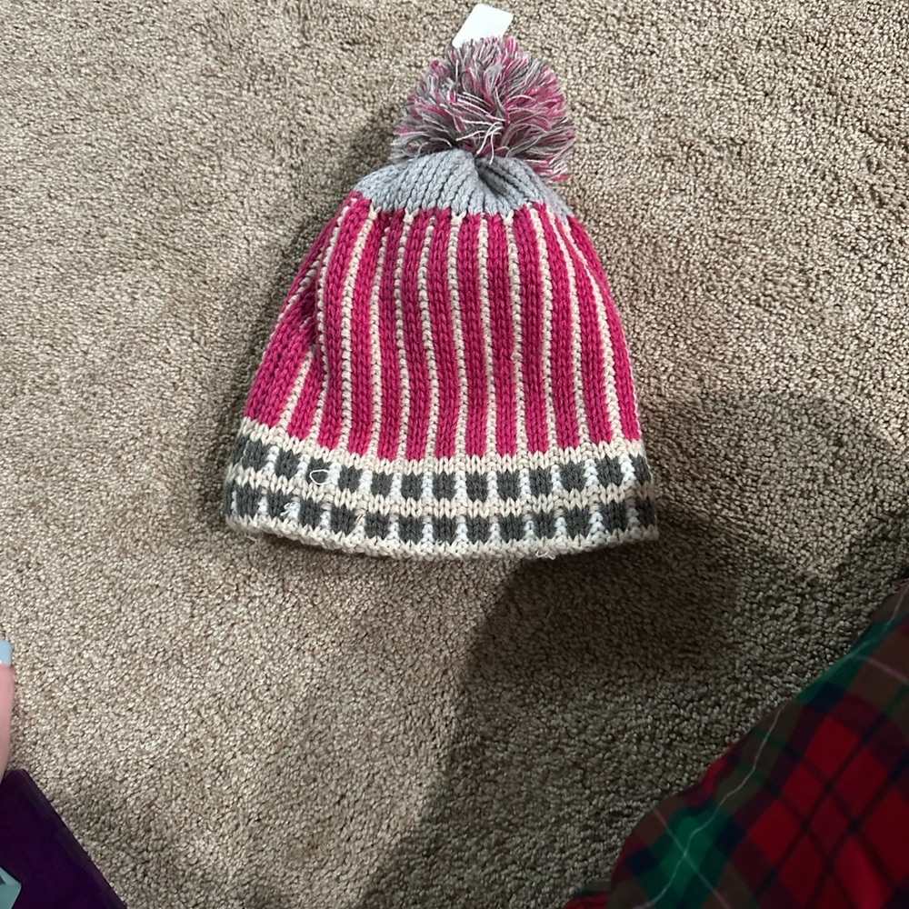 Panache Striped Kids Beanie with Pom-Pom
